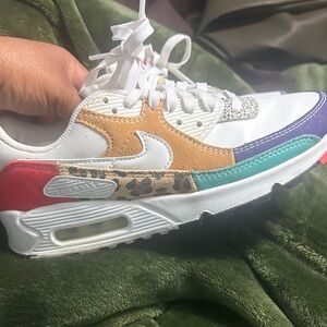 Nike Women  White Sneakers with Purple & Teal Accents